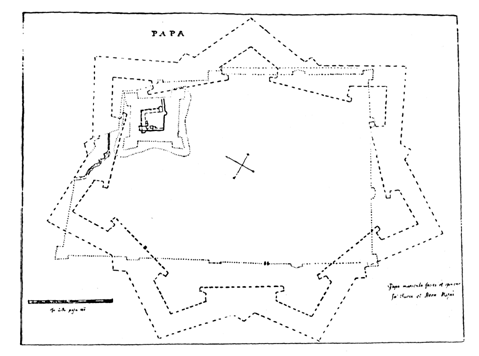  Giulio Turco terve a pápai várhoz 1596-ból